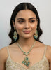 Pastel Green Kundan Necklace Set with Earrings for Women
