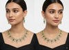 Green Emerald-Cut CZ Necklace Set with Matching Earrings