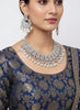 CZ Diamond Bridal Pearl Choker Necklace Set with Earrings