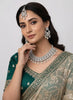Bridal CZ Diamond Choker Necklace Set with Pearls & Maang Tikka