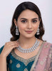 Layered CZ Diamond Look Necklace Set with Long Earrings