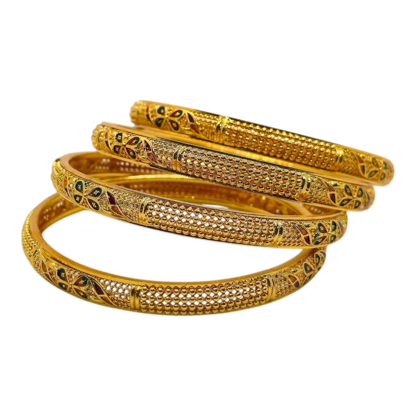 antique floral meenakari gold-plated bangles set