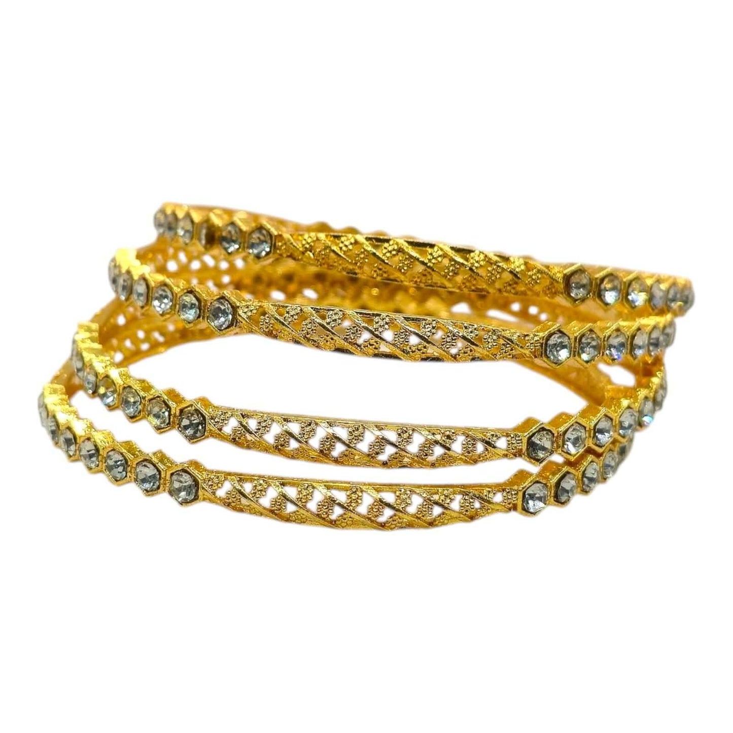 antique gold bangles set with diamond-cut stones