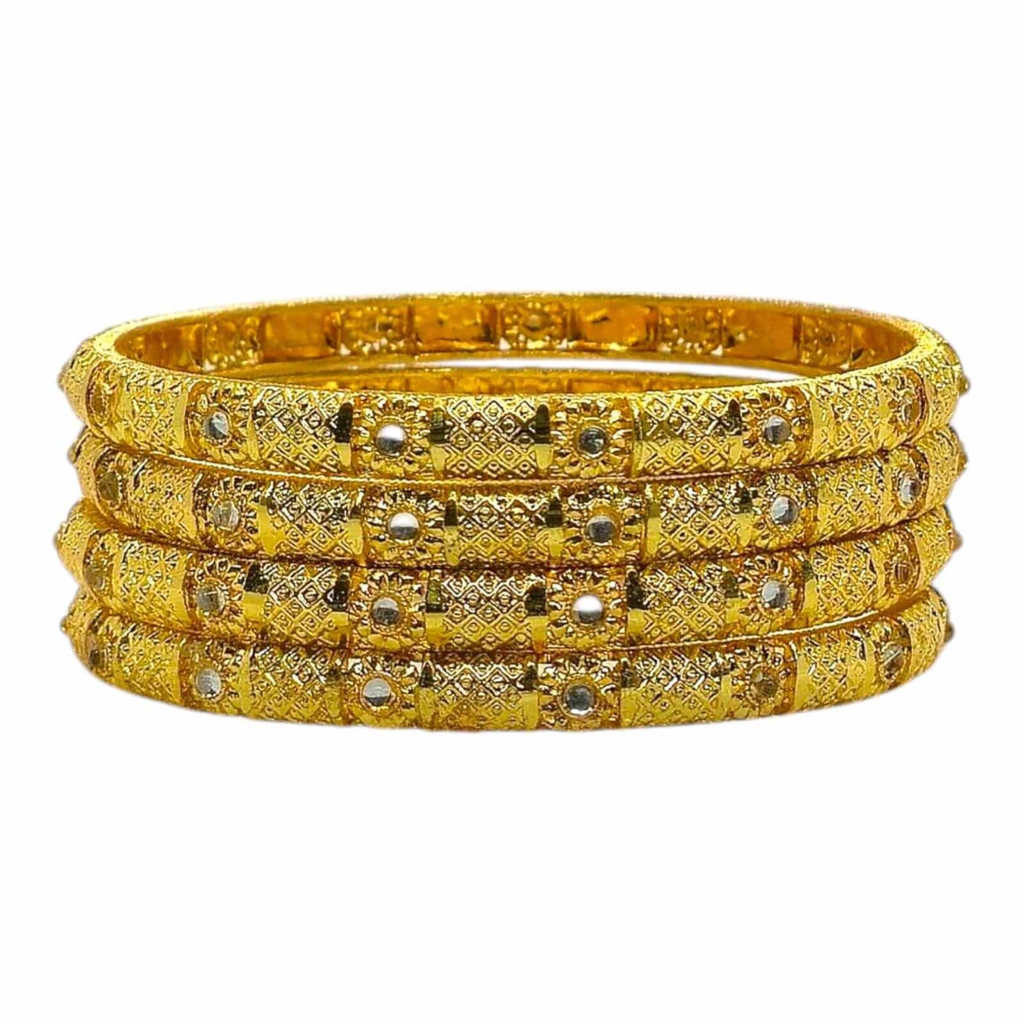 antique gold bangles set with floral embossed work