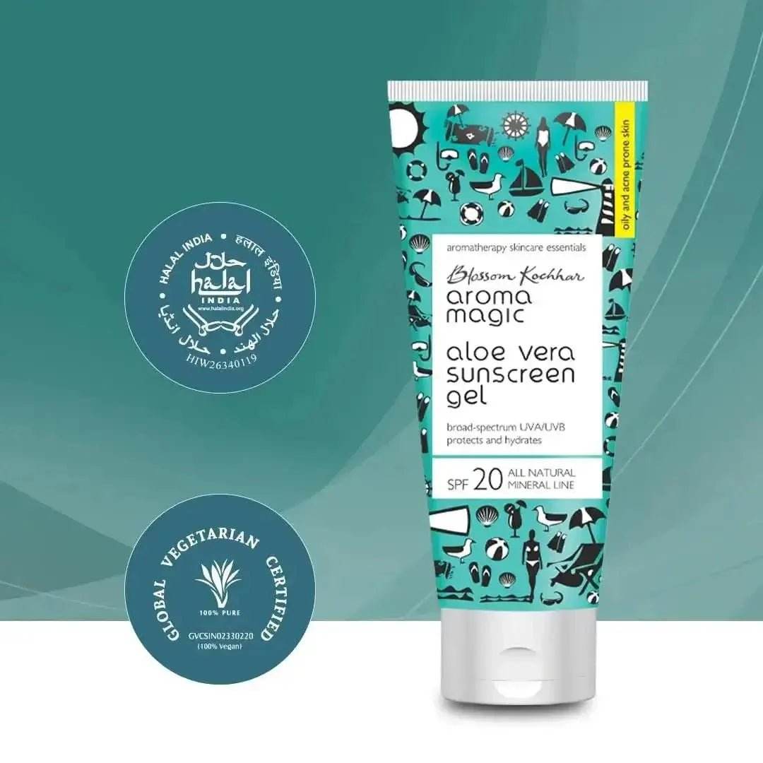 aroma magic aloe vera sunscreen gel spf 20 | uva/uvb protection | 100ml