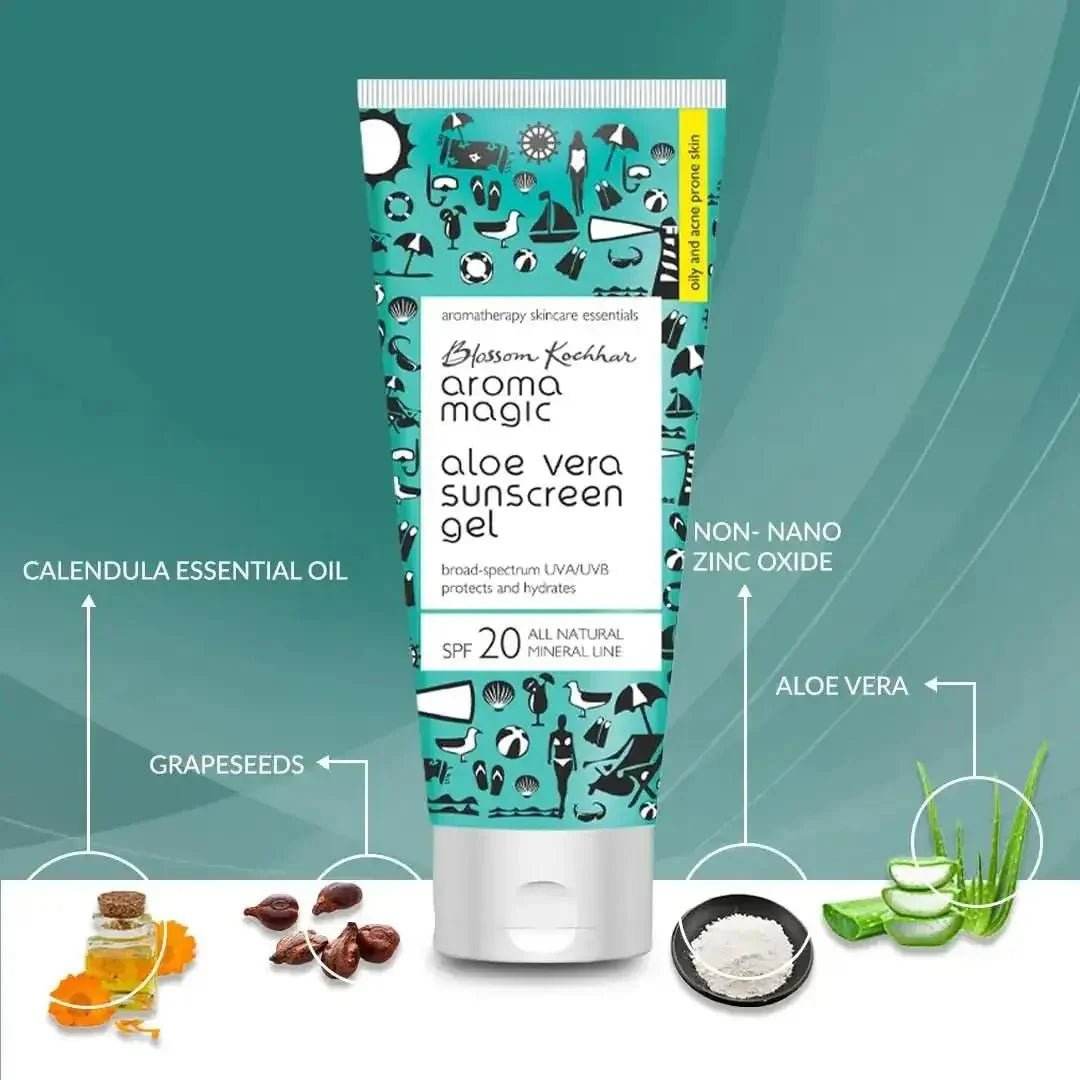 aroma magic aloe vera sunscreen gel spf 20 | uva/uvb protection | 100ml