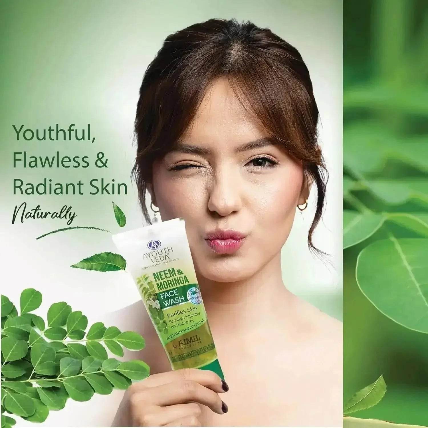 Ayouthveda Neem & Moringa Face Wash | Anti-Acne, Oil Control & Deep Cleansing | Pack of 2 (50g Each)