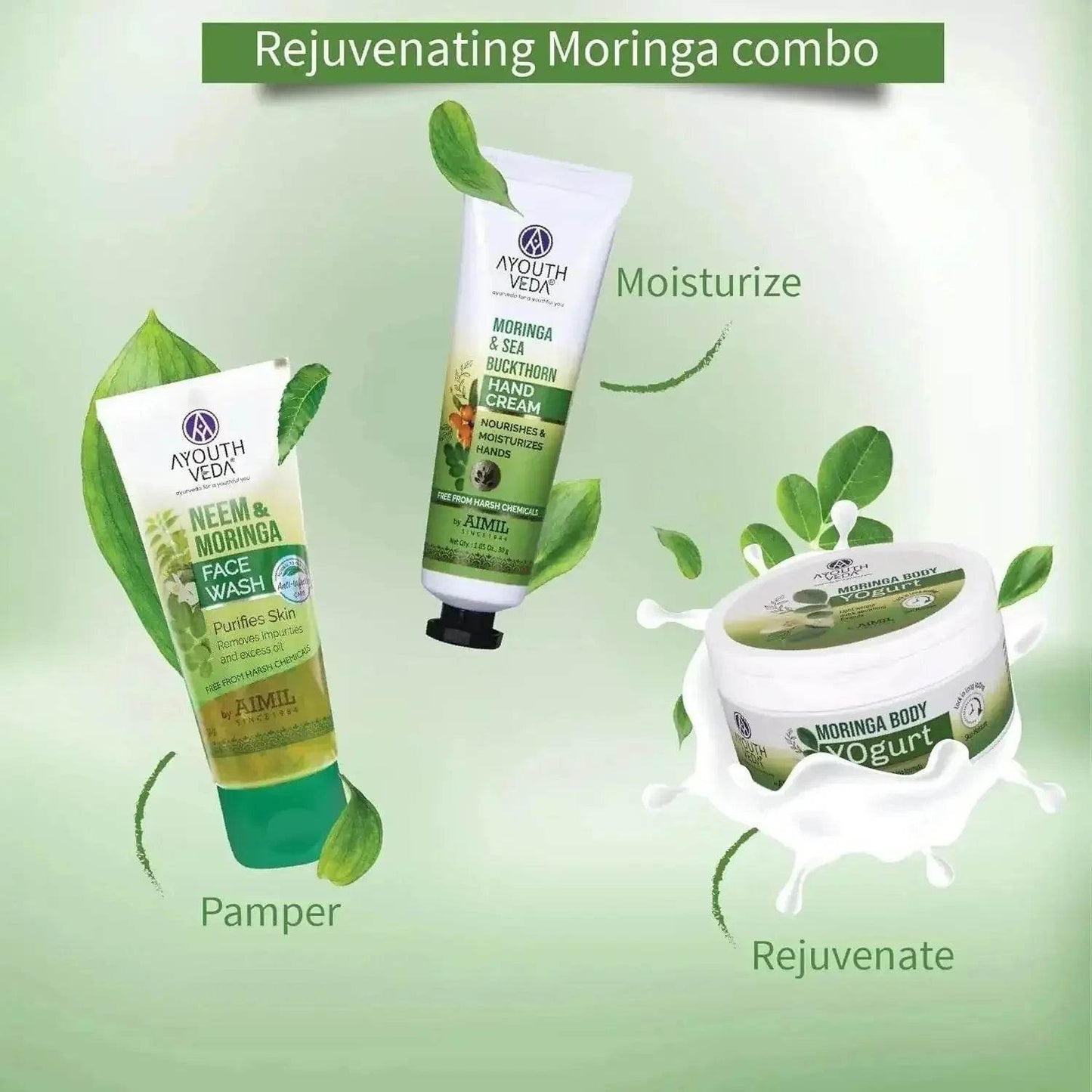 ayouthveda neem & moringa face wash | anti-acne, oil control & deep cleansing | pack of 2 (50g each)