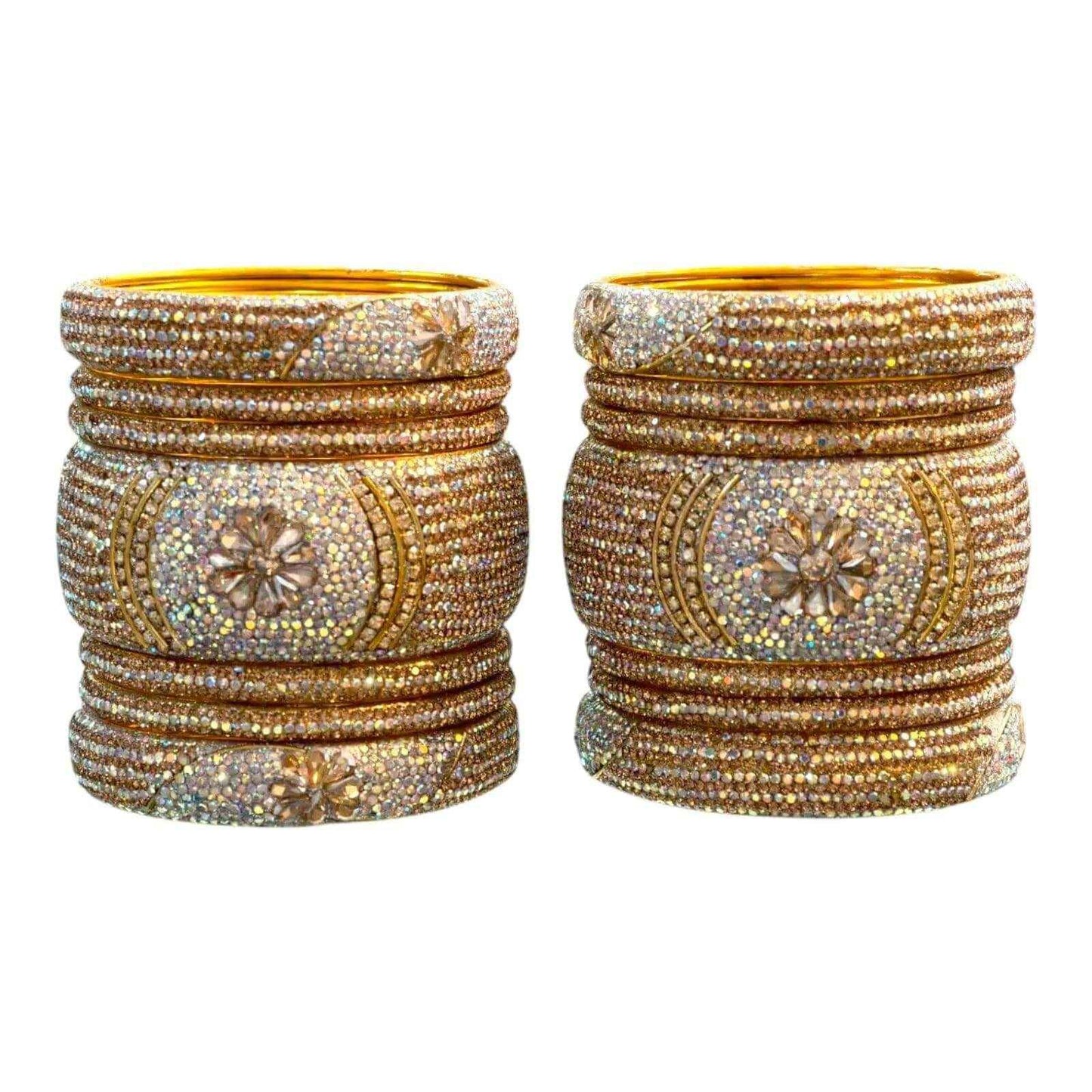 bangles stone 14pcs set white and gold combination best for party wear