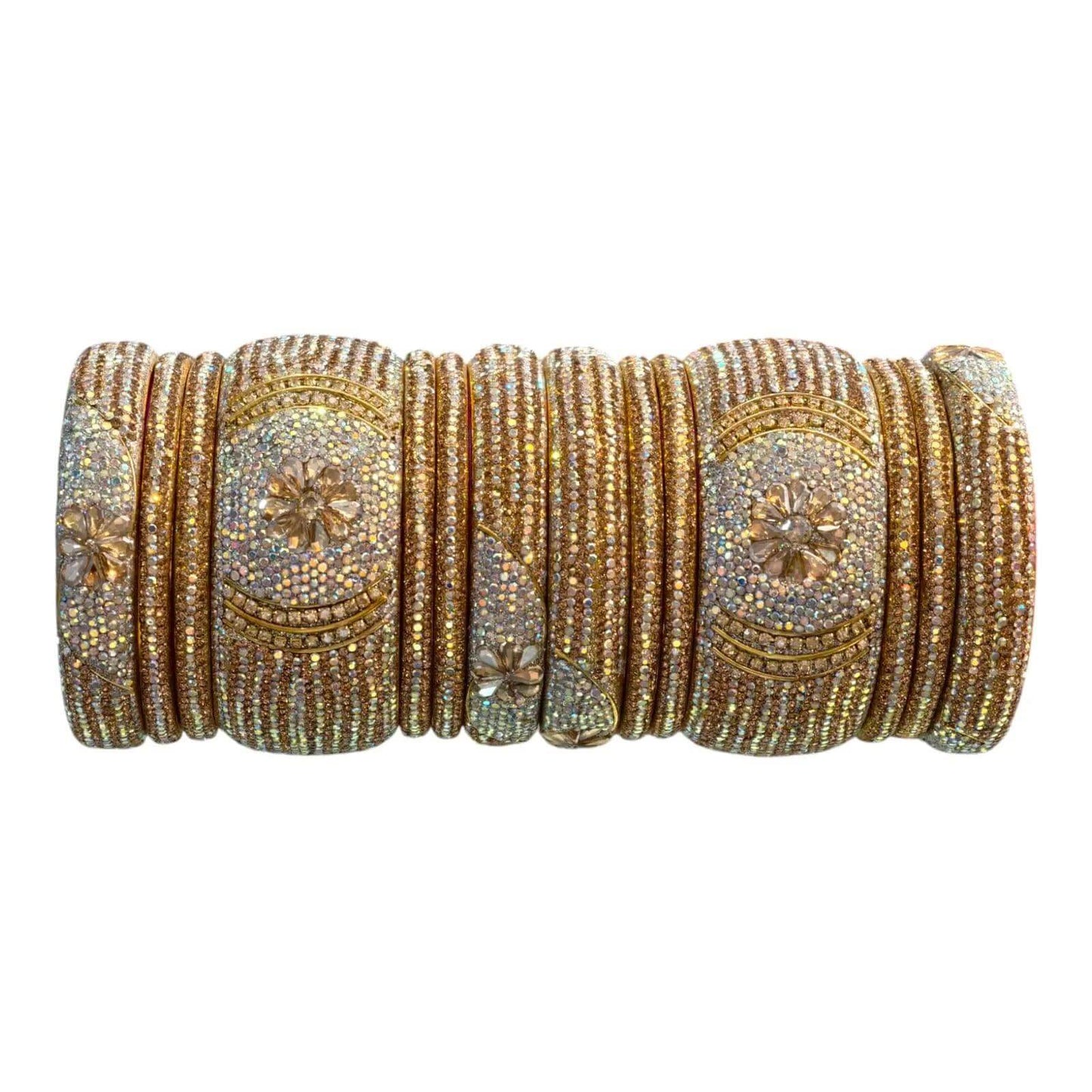 bangles stone 14pcs set white and gold combination best for party wear