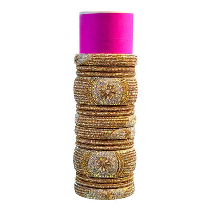 Bangles Stone 14pcs Set White and Gold Combination Best For Party Wear