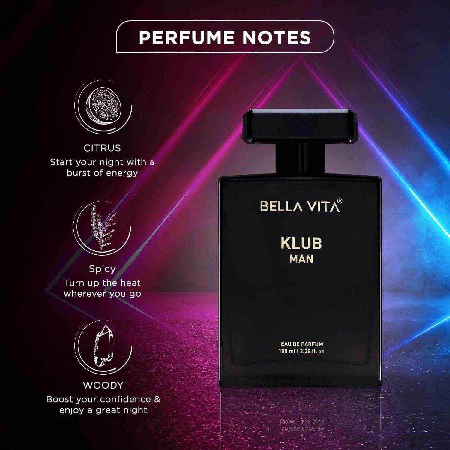 Bella Vita KLUB Man Fragrance - 100ml Premium Long-Lasting Eau De Parfum for Men