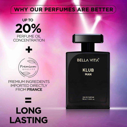 Bella Vita KLUB Man Fragrance - 100ml Premium Long-Lasting Eau De Parfum for Men