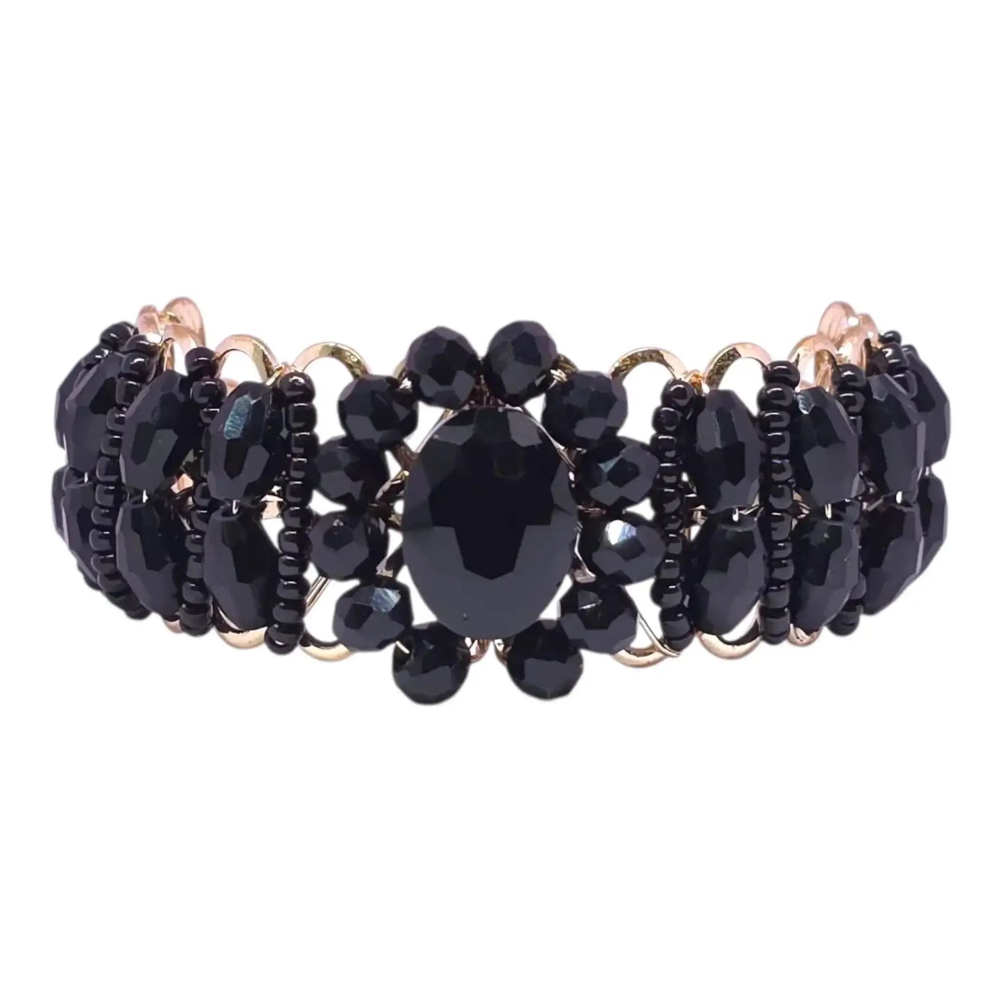 black crystal beads bracelet – adjustable fancy party wear bracelet