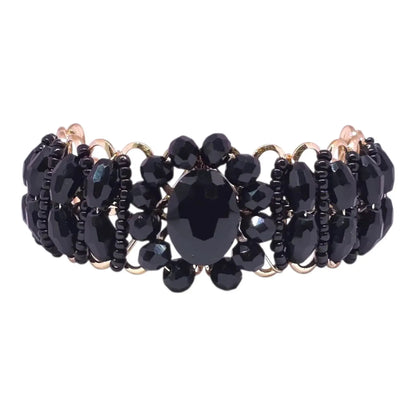 Black Crystal Beads Bracelet – Adjustable Fancy Party Wear Bracelet