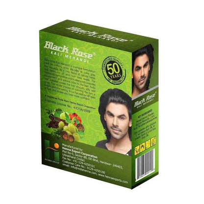 Black Rose Kali Mehandi – Herbal Black Henna Hair Color | 5 Sachets of 10g Each (50g Box) for Natural Black Hair