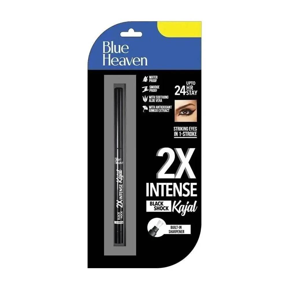 blue heaven 2x intense kajal | black shock | 24hr stay | smudge-proof & long-lasting | enriched with aloe vera | 0.30g