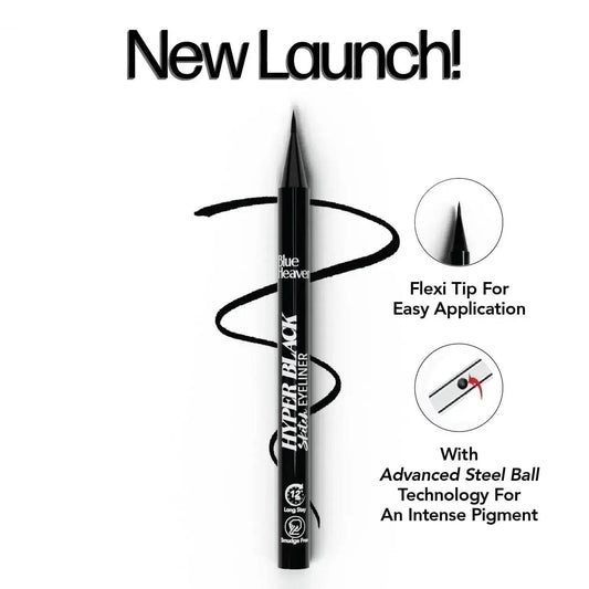 Blue Heaven Hyper Black Sketch Eyeliner Pen – 12hr Stay, Matte Finish, Waterproof & Smudge-Proof, One-Stroke, Advanced Steel Ball Technology
