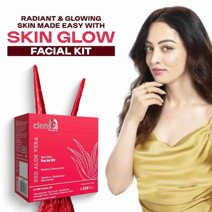 Clensta Red Aloe Vera Skin Glow Facial Kit with Vitamin C & Niacinamide | 10x6gm Pack