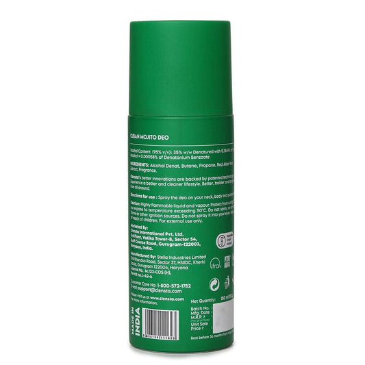 Cuban Mojito Body Spray Deodorant - 150ml, Long Lasting Perfume, Aloe Vera Extract