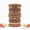 Dark Pink & Gold Bridal Floral Bangles – Premium Ethnic Jewellery Set
