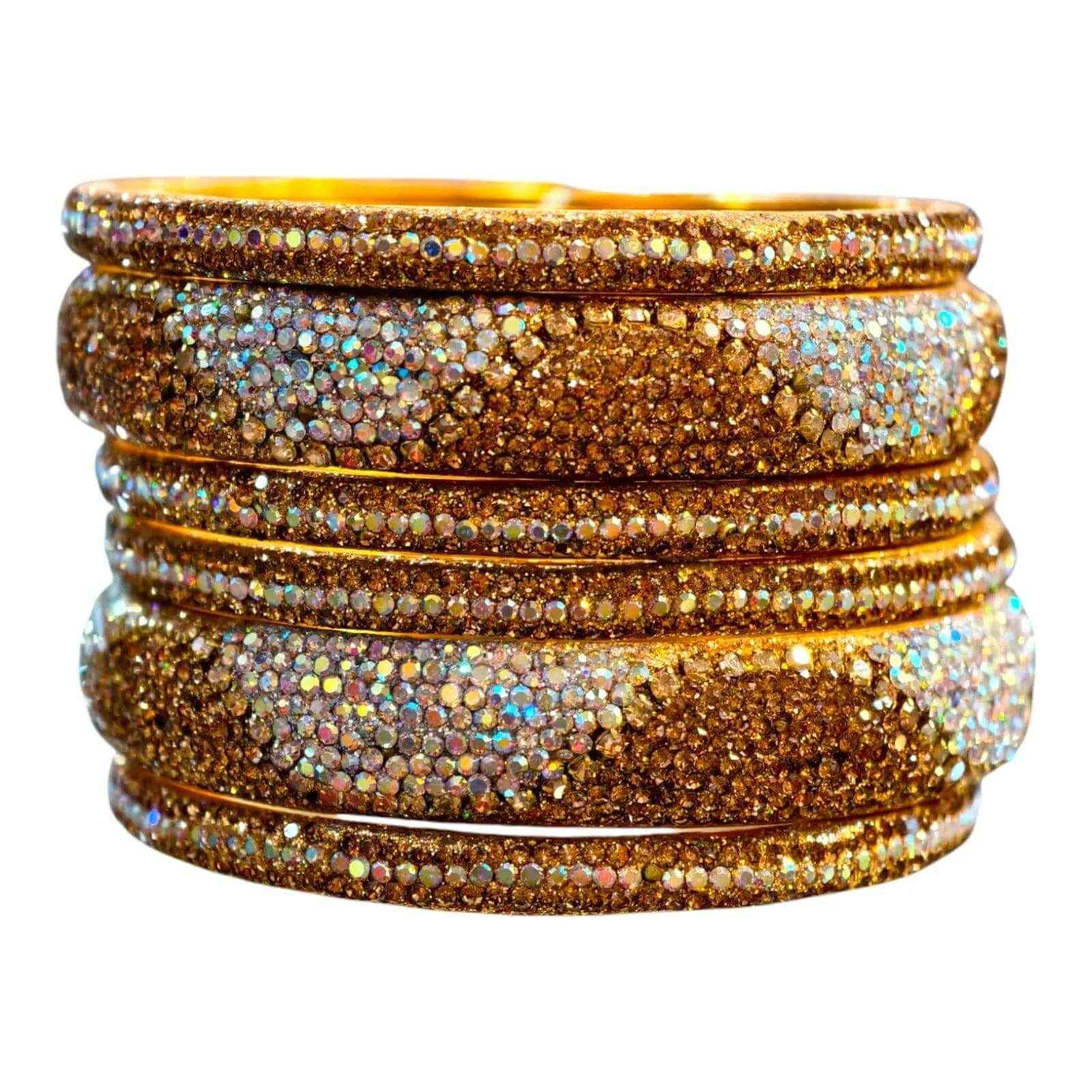 Elegant White Gold stone  Bangles Set