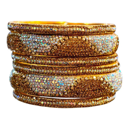 Elegant White Gold stone  Bangles Set
