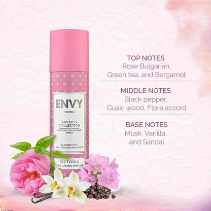 ENVY Victoria French Collection Perfume Deodorant Spray - 120ml, Luxury Fragrance for Women