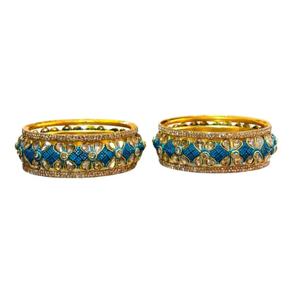 Exquisite Green Designer Bangles with Stonework – Elegant Floral Design for Special Occasions