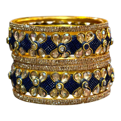 Exquisite Green Designer Bangles with Stonework – Elegant Floral Design for Special Occasions