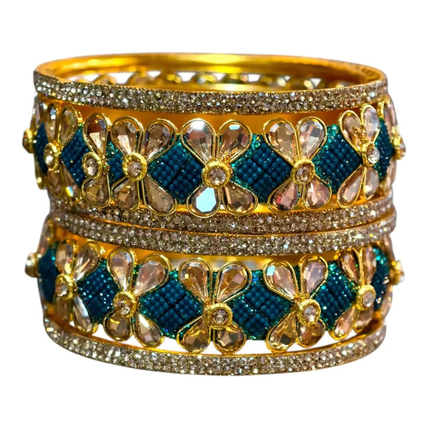 exquisite green designer bangles with stonework – elegant floral design for special occasions