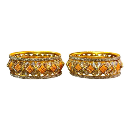 Exquisite Green Designer Bangles with Stonework – Elegant Floral Design for Special Occasions
