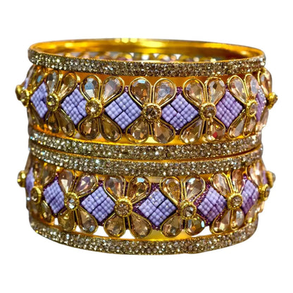 Exquisite Green Designer Bangles with Stonework – Elegant Floral Design for Special Occasions
