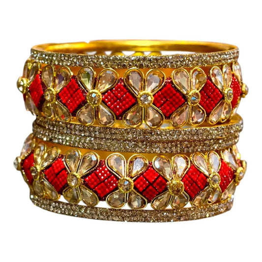 Exquisite Green Designer Bangles with Stonework – Elegant Floral Design for Special Occasions