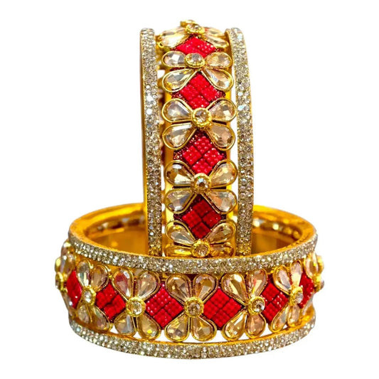 Exquisite Green Designer Bangles with Stonework – Elegant Floral Design for Special Occasions