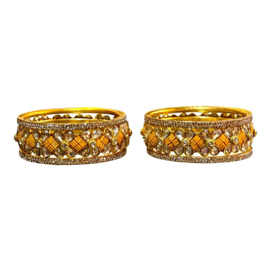 Exquisite Green Designer Bangles with Stonework – Elegant Floral Design for Special Occasions