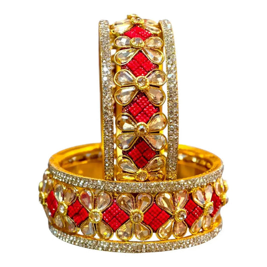 Exquisite Green Designer Bangles with Stonework – Elegant Floral Design for Special Occasions