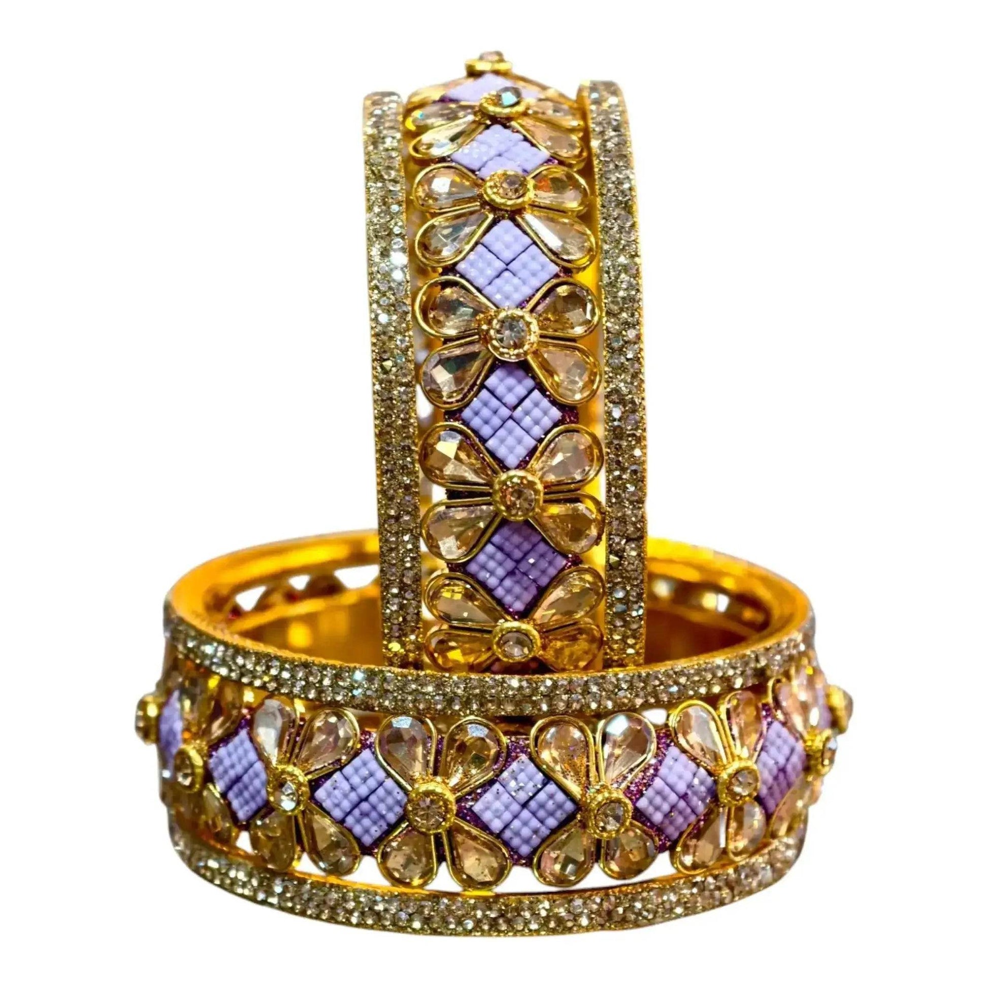 Exquisite Green Designer Bangles with Stonework – Elegant Floral Design for Special Occasions