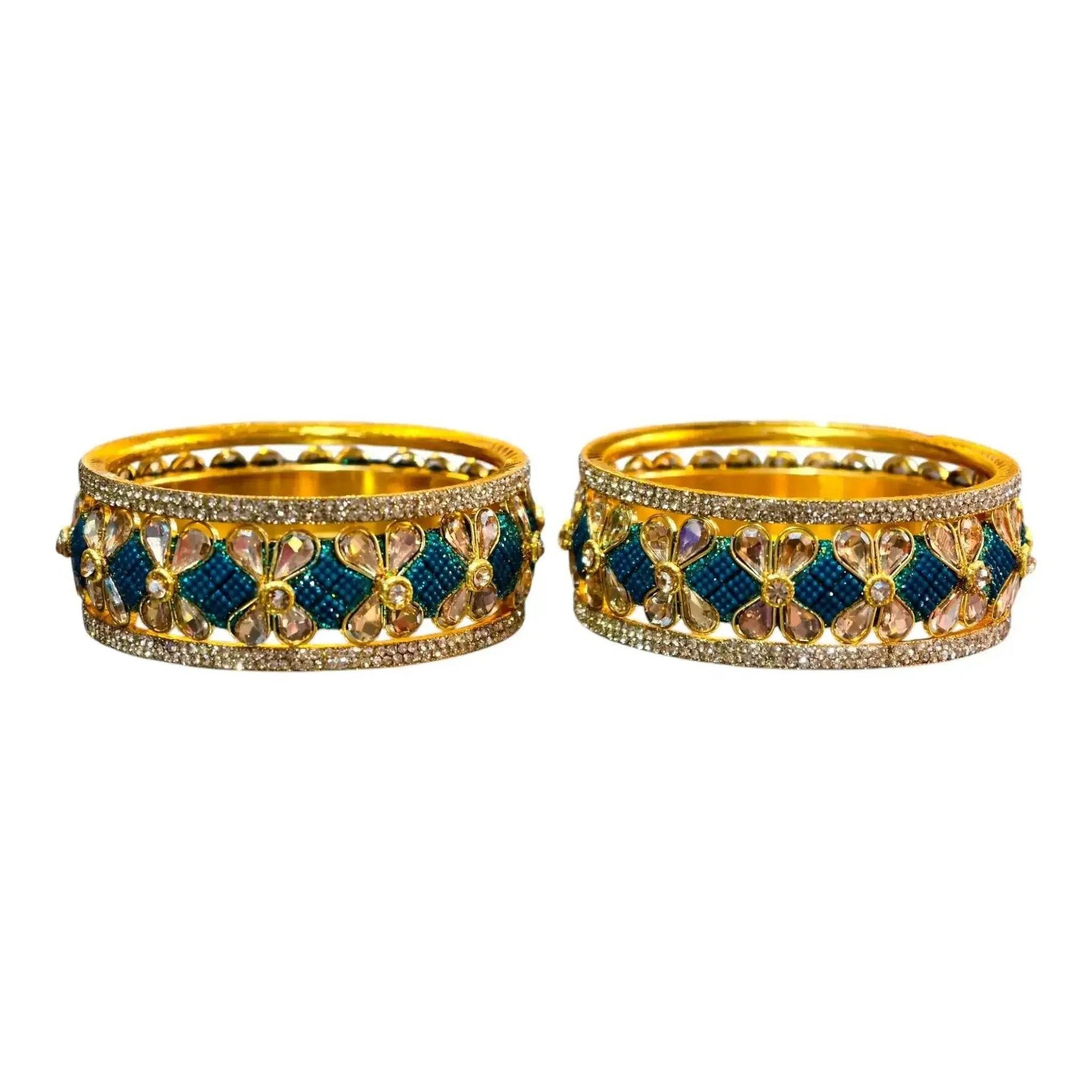 Exquisite Green Designer Bangles with Stonework – Elegant Floral Design for Special Occasions