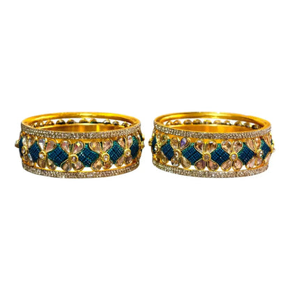 Exquisite Green Designer Bangles with Stonework – Elegant Floral Design for Special Occasions