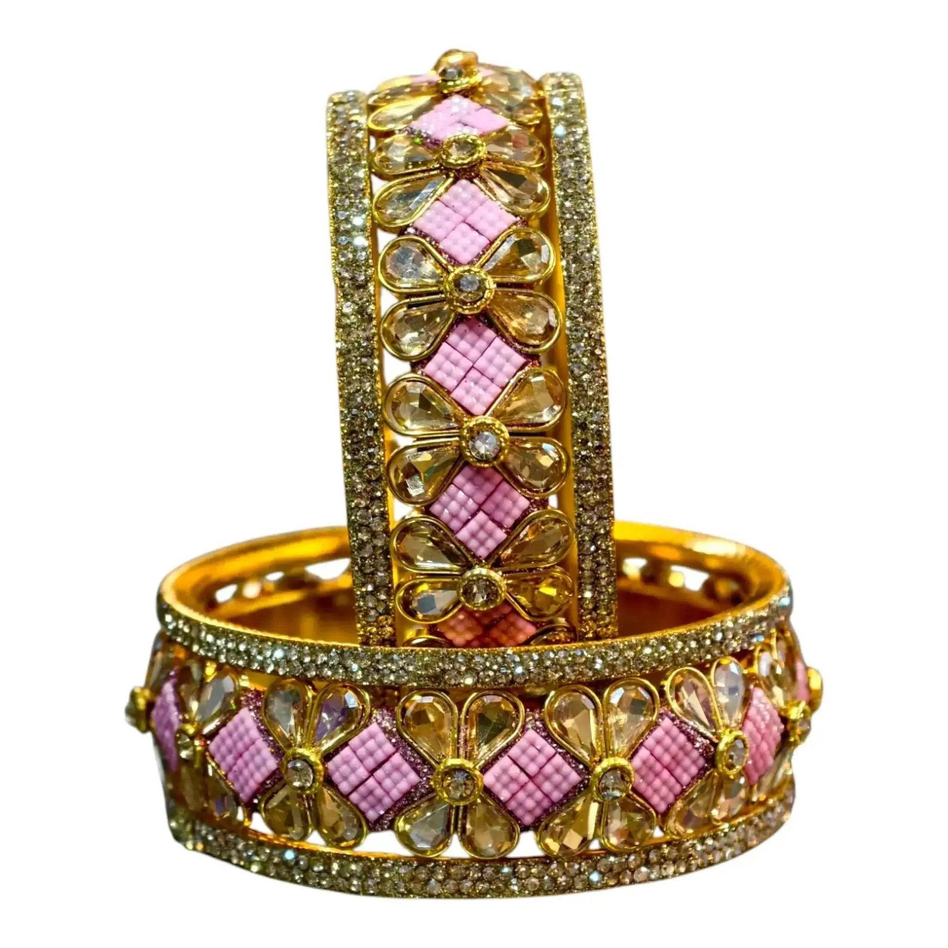 Exquisite Green Designer Bangles with Stonework – Elegant Floral Design for Special Occasions