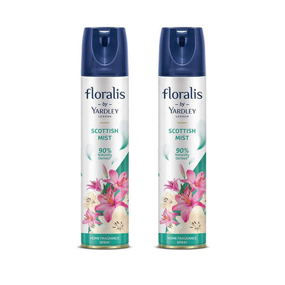 Floralis by Yardley London Air Freshener Spray | Scottish Mist | Long-Lasting Floral Fragrance for Home & Office | 90% Naturally Derived Home Fragrance Spray, 210ml (Pack of 1)