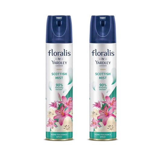 Floralis by Yardley London Air Freshener Spray | Scottish Mist | Long-Lasting Floral Fragrance for Home & Office | 90% Naturally Derived Home Fragrance Spray, 210ml (Pack of 1)