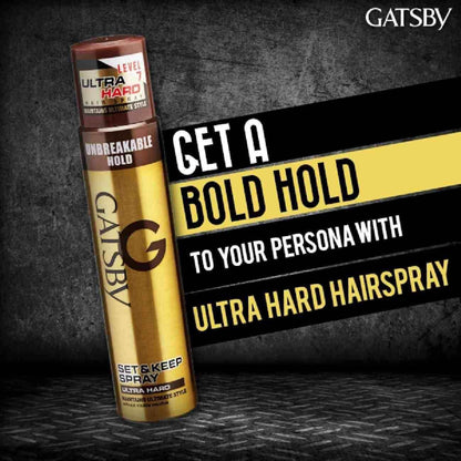 Gatsby Set & Keep Hair Spray - Extreme Hold | Long-Lasting Hair Locking Spray | 250ml