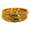 Gold-Plated Enamel Floral Kada Bangles Set