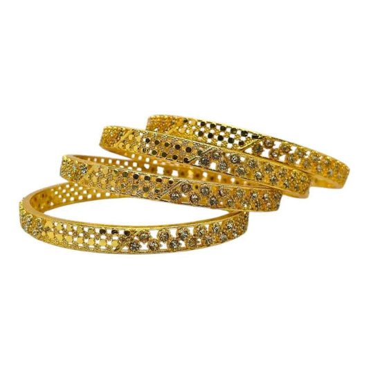 Gold-Plated White Stone Studded Bangles Set