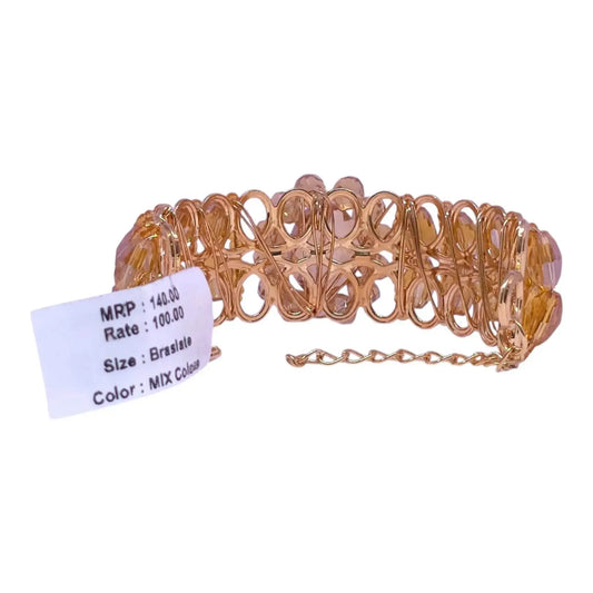 Golden Peach Crystal Bracelet – Adjustable Fancy Beads Bracelet for Girls