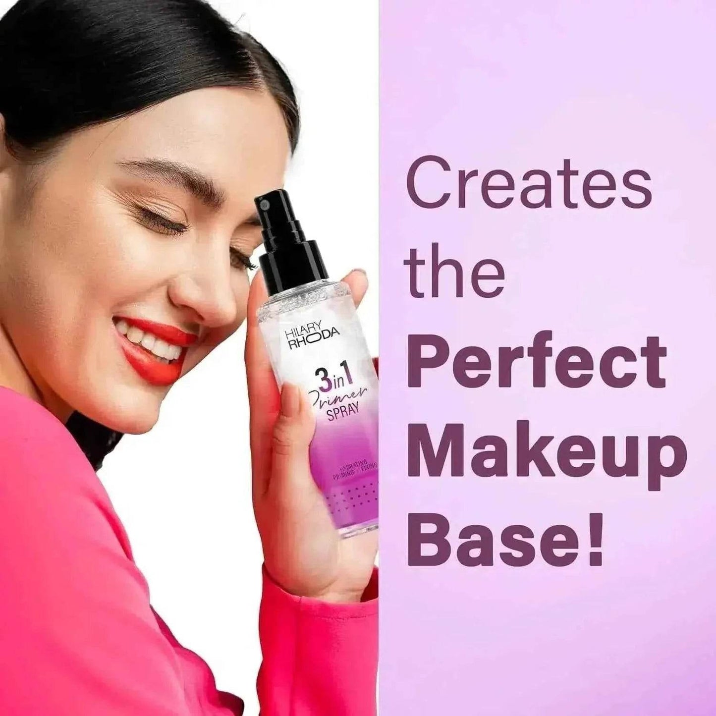 hilary rhoda 3-in-1 primer spray - water-based, setting spray, blurs pores, dewy finish, oil control, lasts all day, 120ml