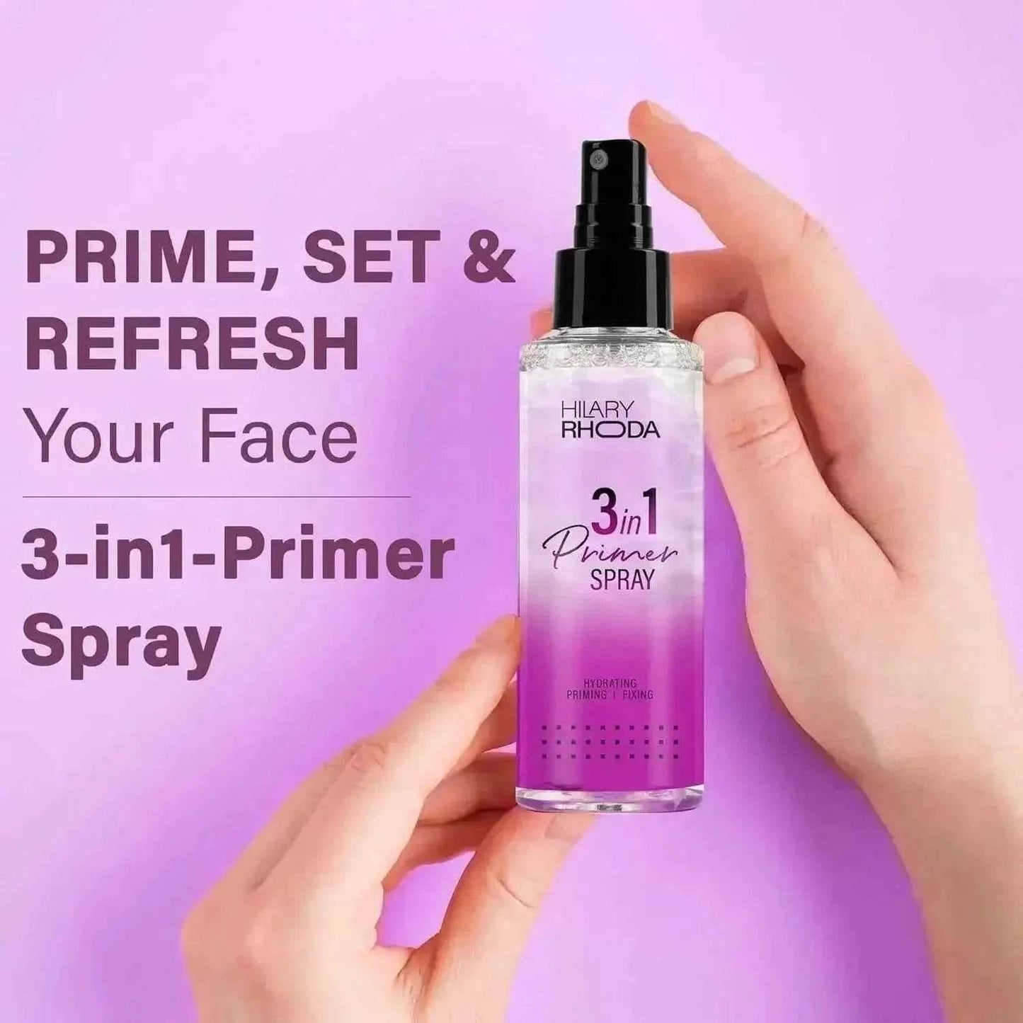 hilary rhoda 3-in-1 primer spray - water-based, setting spray, blurs pores, dewy finish, oil control, lasts all day, 120ml