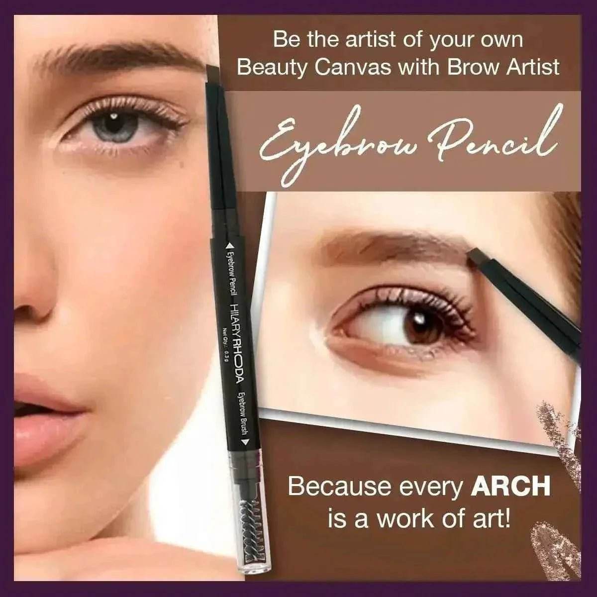 hilary rhoda brow artist eyebrow pencil – dual-ended, smudge-proof, long-lasting, natural finish, 0.3g (black - shade 01)